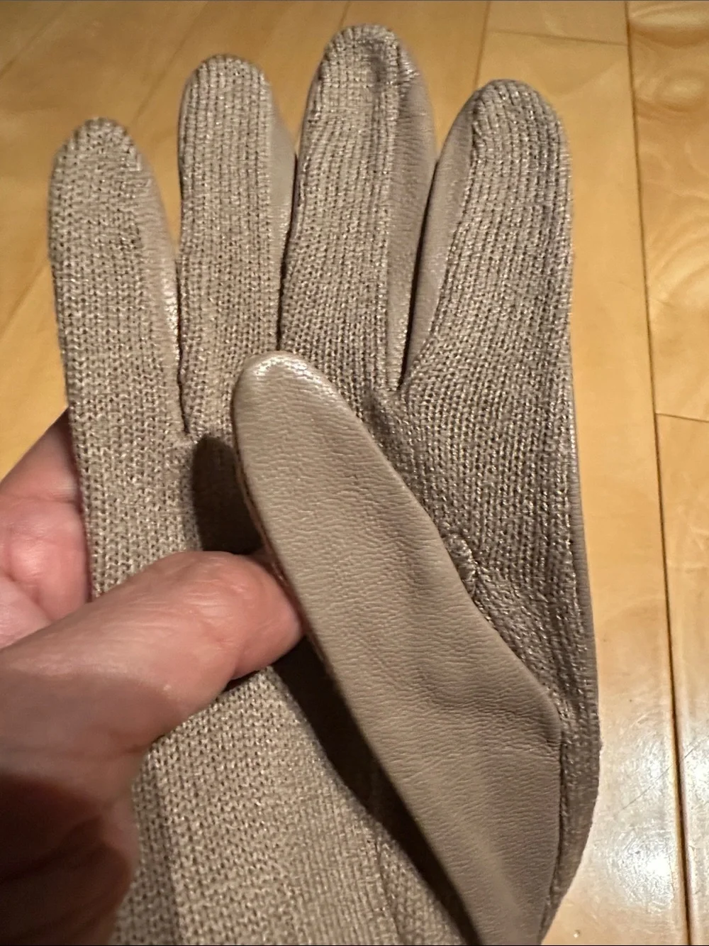 Long Leather Gloves - Taupe Brown